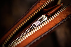 Handmade Leather Mens Chain Biker Wallet Cool Leather Wallet Long Clutch Wallets for Men