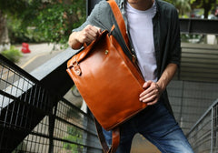 Brown Leather Mens Backpack Travel Backpacks Laptop Backpack for men - iwalletsmen