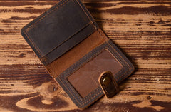 Handmade Leather Mens Cool Wallet Card Slim Wallet Change Coin License Wallet for Men