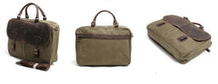 Mens Waxed Canvas Leather Briefcase Handbag Laptop Bag Business Bag for Men - iwalletsmen