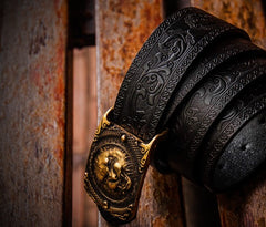 Handmade Genuine Leather Mens Belt Custom Cool Leather Men Black Belt for Men