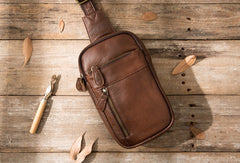 Vintage Leather Mens Sling Bag Sling Shoulder Bag Sling Backpack for men - iwalletsmen