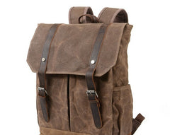 Waxed Canvas Leather Mens Backpacks Canvas Travel Backpack Canvas School Backpack for Men - iwalletsmen