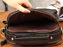 Cool Coffee Small Leather Mens Side Bag Messenger Bag Shoulder Bag for Men - iwalletsmen