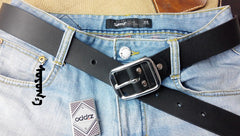 Handmade Black Leather Mens Belt Leather Belt for Men - iwalletsmen