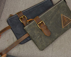 Cool Canvas Leather Mens Clutch Wallet Zipper Wristlet Bag Purse for Men - iwalletsmen