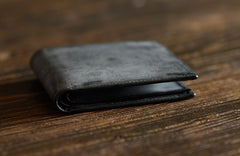 Genuine Leather Mens Cool billfold Leather Wallet Men Small Wallets Bifold for Men