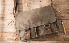 Waxed Canvas Messenger Bags for men Vintage Shoulder Bag for men - iwalletsmen