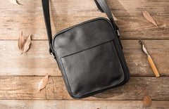 Black Small Leather Mens Shoulder Bags Messenger Bags for Men - iwalletsmen