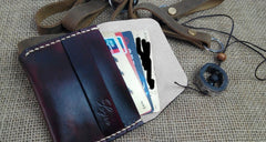 Handmade Leather Mens Small Front Pocket Wallet Leather Card Wallets for Men - iwalletsmen