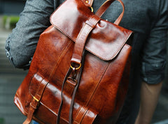 Handmade Leather Mens Backpacks Travel Backpacks Laptop Backpack for men - iwalletsmen