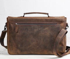Vintage Coffee Leather Mens Briefcase Work Bag Laptop Bag Business Bag for Men - iwalletsmen