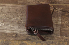 Handmade Genuine Leather Mens Cool Slim Leather Wallet Men Small Wallets Bifold for Men