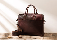 Red Brown Leather Mens Briefcase Work Bag Laptop Bag Business Bag for Men - iwalletsmen