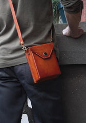Handmade Leather Mens Box Bag Small Shoulder Bag Messenger Bag for Men - iwalletsmen