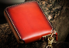 Handmade Mah¨¡k¨¡la Leather Brown Biker Wallet Mens Cool billfold Chain Wallet Trucker Wallet with Chain