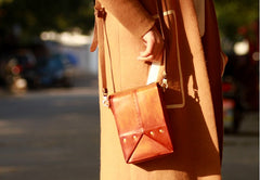 Handmade Vintage Brown Leather Mens Box Bag Shoulder Bag Messenger Bag for Men - iwalletsmen