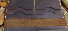 Handmade Leather Mens Cool Travel Long Wallet Card Holder Card Slim Clutch Wallets for Men