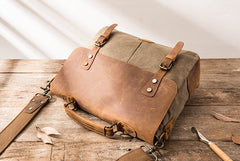 Leather Canvas Messenger Bags for men Vintage Shoulder Bag for men - iwalletsmen
