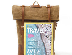 Cool Waxed Canvas Leather Mens Backpacks Canvas Travel Backpack Canvas School Backpack for Men - iwalletsmen