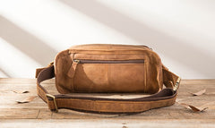 Vintage Leather Fanny Packs Mens Waist Bag Hip Pack Belt Bag for Men - iwalletsmen