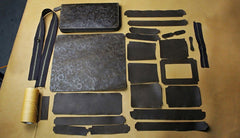 Handmade Leather Floral Mens Cool Travel Long Wallet Card Holder Card Slim Clutch Wallets for Men