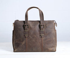 Cool Coffee Leather Mens Briefcase Work Bag Laptop Bag Business Bag for Men - iwalletsmen