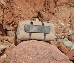 Mens Leather Canvas Large Weekender Bag Canvas Travel Bag for Men - iwalletsmen
