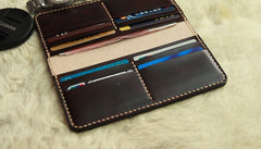 Vintage Leather Coffee Bifold Mens Long Wallet Leather Long Wallets for Men - iwalletsmen