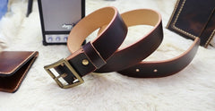 Cool Handmade Red Brown Leather Mens Belt Leather Belt for Men - iwalletsmen