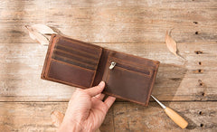 Vintage Leather Mens Small Wallets Bifold Slim billfold Wallet for Men - iwalletsmen