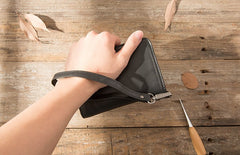 Cool Black Wristlet Wallet Leather Mens Long Wallet Long Wallet for Men - iwalletsmen