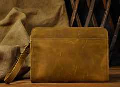 Vintage Large Leather Mens Wristlet Bag Wristlet Wallet Side Bag Clutch Wallet for Men - iwalletsmen