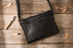 Small Leather Black Mens Cool Messenger Bags Shoulder Bags  for Men - iwalletsmen