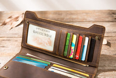 Vintage Cool Mens long Wallet Leather Wallet Long Wallet for Men - iwalletsmen