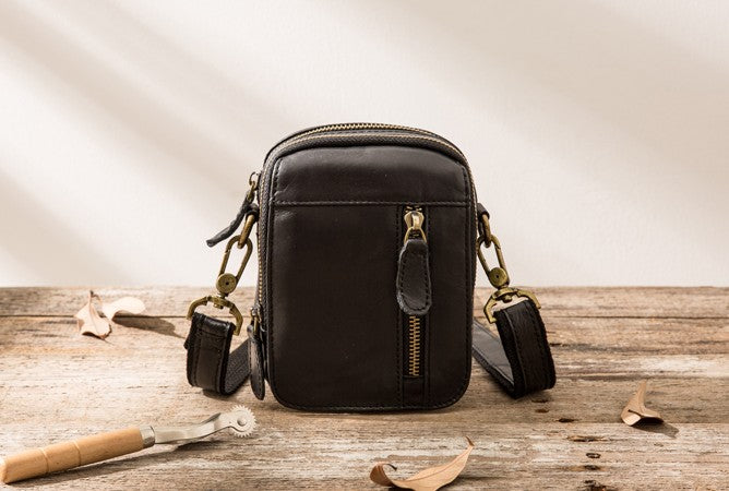 Leather Belt Pouch Belt Cases Mens Waist Bag Small Shoulder Bag for Men - iwalletsmen