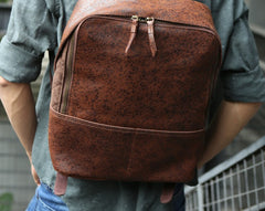 Cool Leather Mens Backpack Travel Backpack Vintage Laptop Backpack for men - iwalletsmen