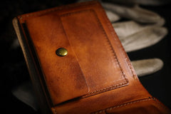 Handmade Leather Lion Mens billfold Wallet Cool Leather Wallet Slim Wallet for Men
