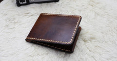 Leather Mens Slim Front Pocket Bifold Small Wallets License Wallet for Men - iwalletsmen