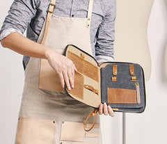 Gray Canvas Leather Mens Large Clutch Wallet Zipper Wristlet Bag Purse for Men - iwalletsmen