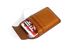 Badass Leather Mens Card Wallet Front Pocket Wallets Small Slim Wallet Change Wallet for Men - iwalletsmen