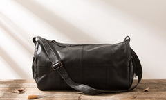 Cool Black Leather Mens Weekender Bag Travel Bags Shoulder Bags for men - iwalletsmen