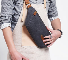 Gray Cool Canvas Mens Sling Bag Chest Bag One Shoulder Packs for men - iwalletsmen