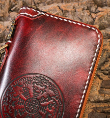 Handmade Leather Mens Chain Biker Wallet Cool Leather Wallet Long Phone Wallets for Men