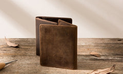 Coffee Cool Leather Mens Small Wallets Bifold Vintage Slim billfold Wallet for Men - iwalletsmen