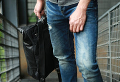 Black Leather Mens Backpacks Travel Backpacks Laptop Backpack for men - iwalletsmen