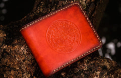 Handmade Leather Tibetan Tooled Mens billfold Wallet Cool Leather Wallet Slim Wallet for Men