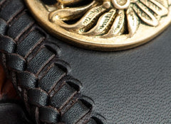 Handmade Leather Tooled Prajna Mens Chain Biker Wallet Cool Leather Wallet With Chain Wallets for Men