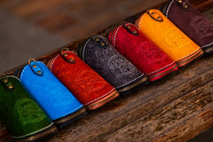 Handmade Leather Tooled Mens Cool Car Key Wallet Coin Wallet Pouch Car KeyChain for Men