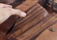 Handmade Leather Mens Clutch Cool Braided Wallet Clutch Wristlet Wallet for Men